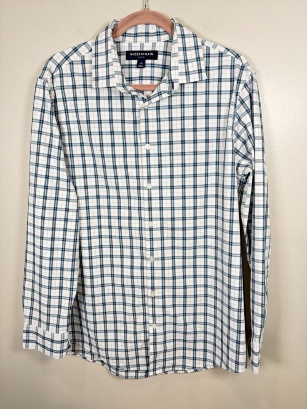 Mizzen Main Leeward Shirt Mens Size Large Trim Green Check Performance